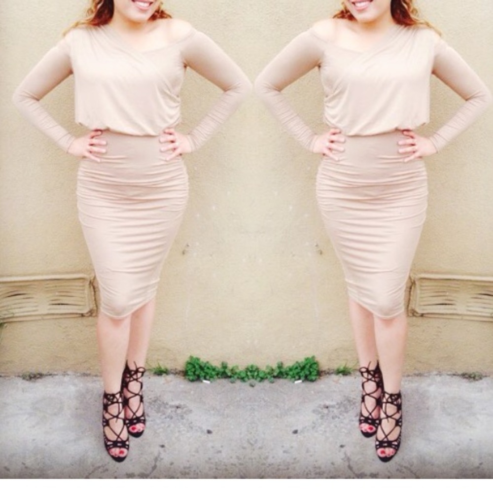 Boohoo ruched drape dress